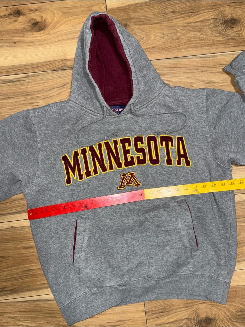 Vintage Y2K University Of Minnesota Champs Tag Embroidered Hoodie Drawstring S